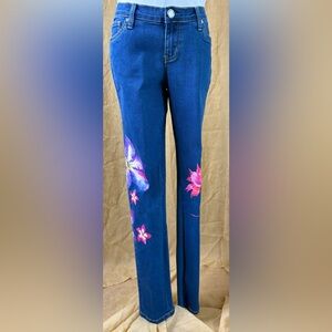 VENUS Blue Floral Straight Leg Jeans